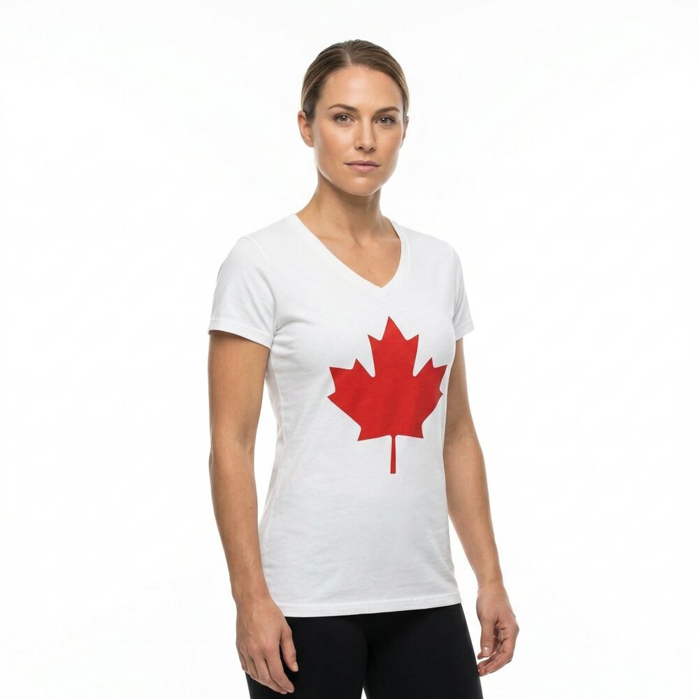 *Canada eh White V-Neck T Shirt